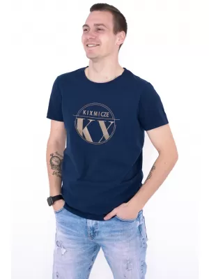 Moška majica s kratkimi rokavi KIXMI OCTAVIO TEMNO MODRA