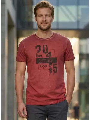 Moška majica s kratkimi rokavi KIXMI OMER BORDO
