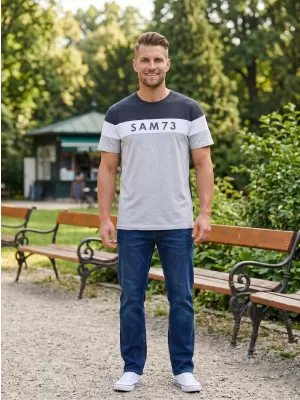 Moška majica s kratkimi rokavi SAM 73 KAVIX MT 815 SVETLO SIVA