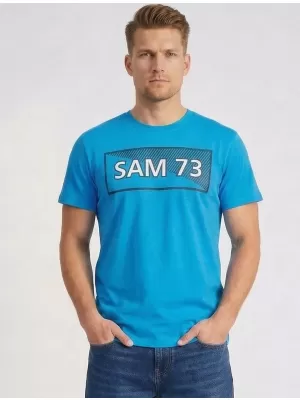 Moška majica s kratkimi rokavi SAM 73 FENRI MT 814 SVETLO MODRA