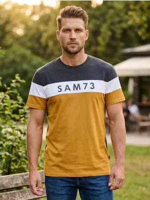 Moška majica s kratkimi rokavi SAM 73 KAVIX MT 815 SVETLO RJAVA