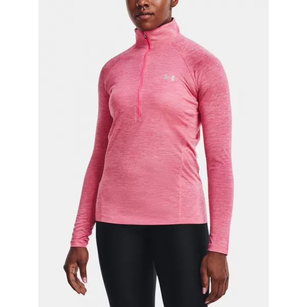  Ženska majica s kratkimi rokavi UNDER ARMOUR TECH 1/2 ZIP - TWIST 1320128-676 ROZA 