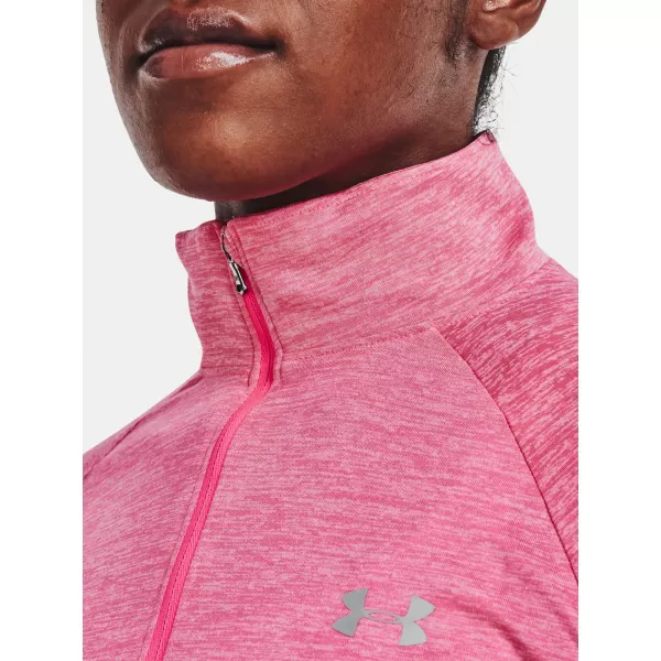  Ženska majica s kratkimi rokavi UNDER ARMOUR TECH 1/2 ZIP - TWIST 1320128-676 ROZA 