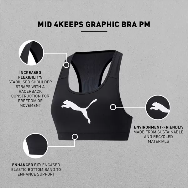  Ženski nedrček PUMA MID IMPACT 4KEEPS GRAPHIC BRA PM 520306-90 ČRNA 