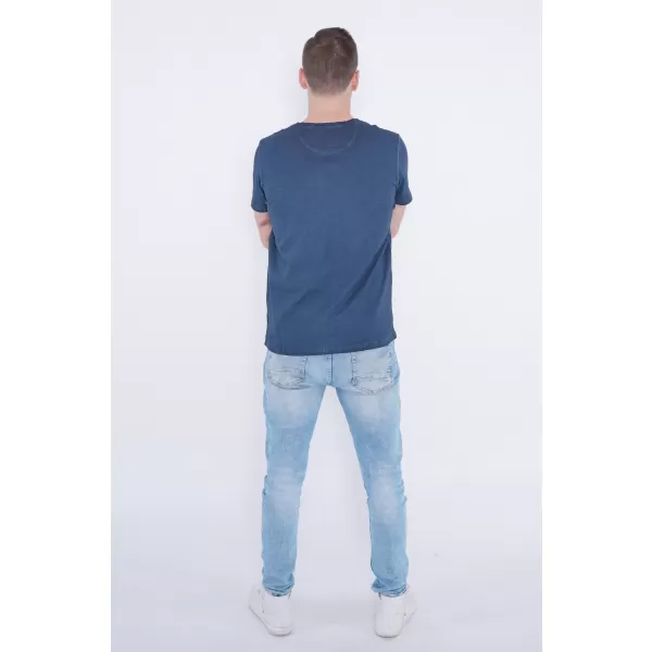  Moška majica s kratkimi rokavi KIXMI PATRIC TEMNO MODRA 