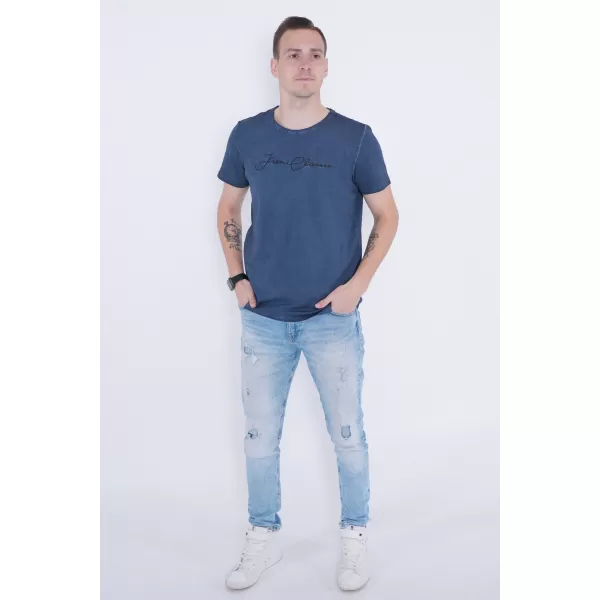  Moška majica s kratkimi rokavi KIXMI PATRIC TEMNO MODRA 