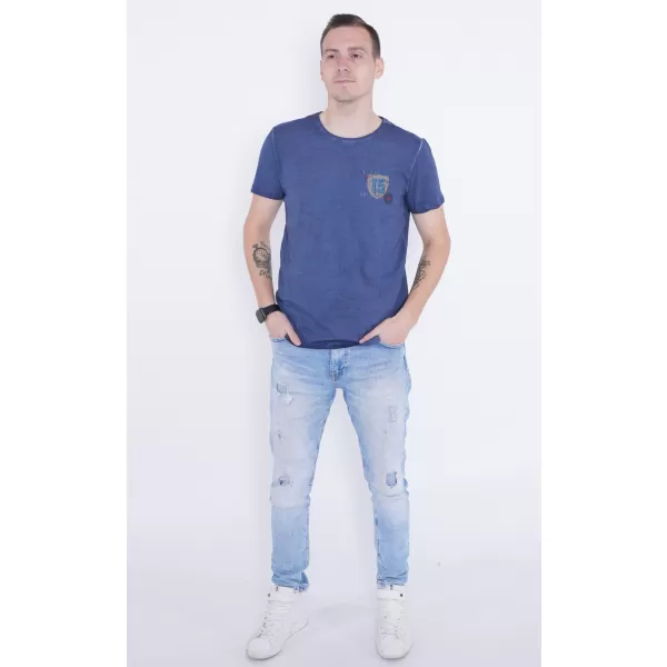  Moška majica s kratkimi rokavi KIXMI PHIL TEMNO MODRA 
