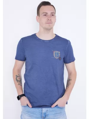 Moška majica s kratkimi rokavi KIXMI PHIL TEMNO MODRA