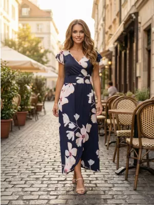 Obleka KIXMI PRINCESSA TEMNO MODRA