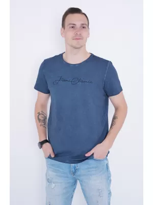 Moška majica s kratkimi rokavi KIXMI PATRIC TEMNO MODRA