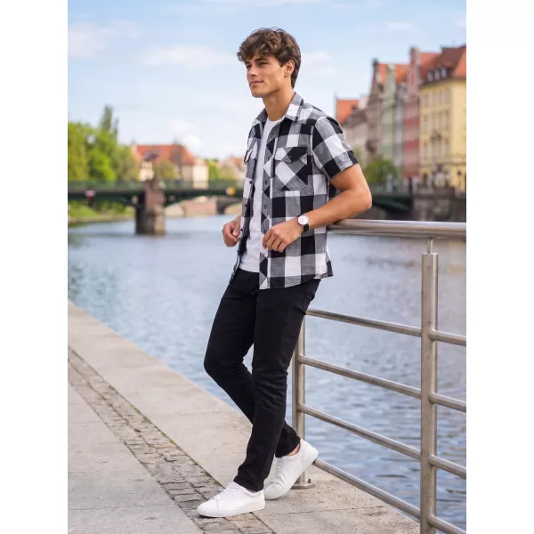  Srajca BRANDIT KOSTKOVANÁ KRÁTKÝ RUKÁV BD4032 BELA/ČRNA 