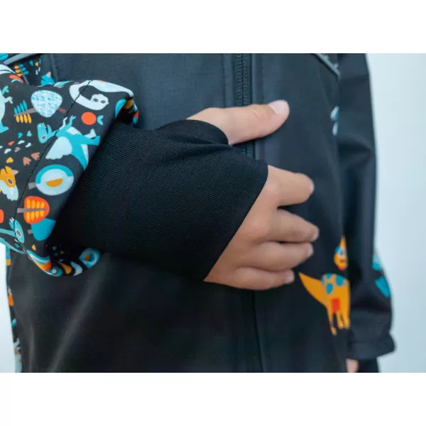  Otroška softshell jakna WAMU DINOSAUŘI ČRNA 