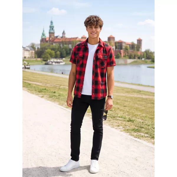  Srajca BRANDIT KOSTKOVANÁ KRÁTKÝ RUKÁV BD4032 RDEČA/ČRNA 