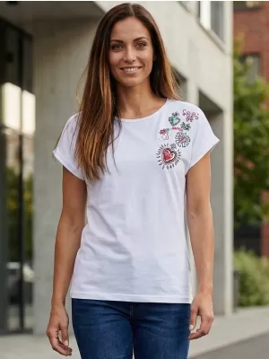 Ženska majica s kratkimi rokavi SAM 73 BOOTES WT 887 BELA