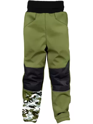 Izolirane otroške softshell hlače WAMU MASKÁČ KAKI
