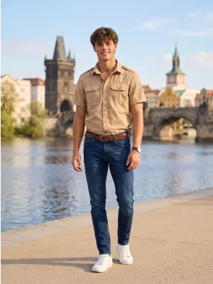 Srajca BRANDIT VINTAGE KRÁTKÝ RUKÁV BD4024 PEŠČENA
