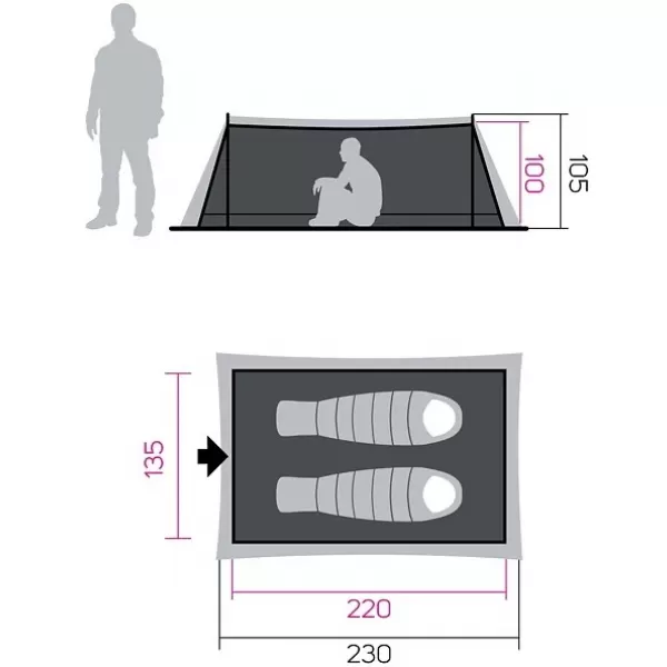  Zaklonišče HANNAH MESH TENT 2 SIVA 