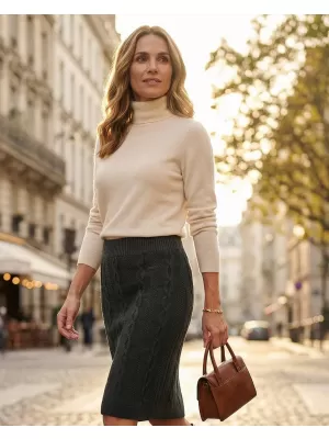 Žensko pleteno krilo KIXMI RUTH TEMNO SIV MELANŽ