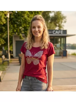 Ženska majica s kratkimi rokavi KIXMI ROSIE BORDO