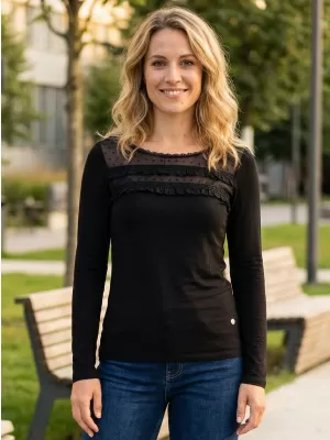 Ženska majica s kratkimi rokavi KIXMI RACHEL ČRNA