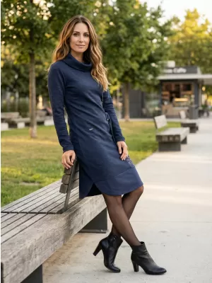 Ženska pulover obleka KIXMI RENIE TEMNO MODRA