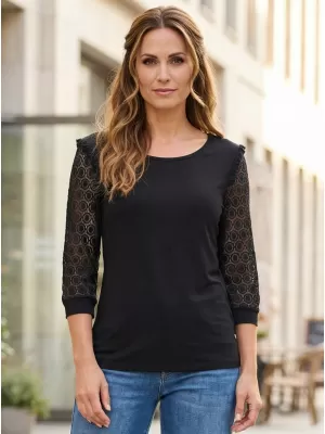 Ženska majica s kratkimi rokavi KIXMI REBECA ČRNA