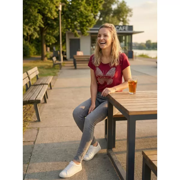  Ženska majica s kratkimi rokavi KIXMI ROSIE BORDO 