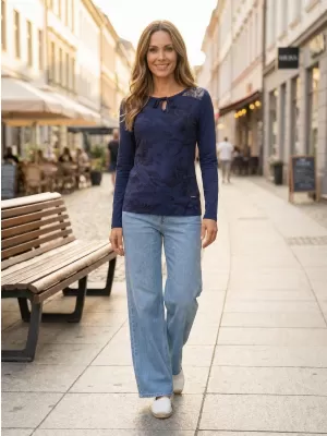 Ženska majica s kratkimi rokavi ALTISPORT BELINDA TEMNO MODRA