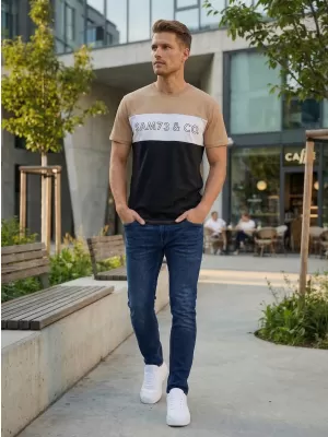 Moška majica s kratkimi rokavi SAM 73 SEAMUS MT 828 ZLATI