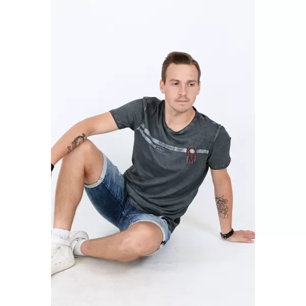  Moška majica s kratkimi rokavi KIXMI RICKY TEMNO SIVA 
