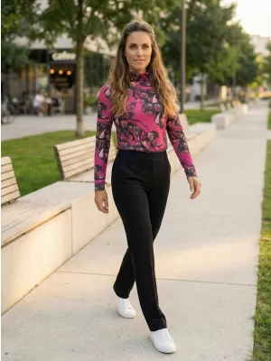 Ženska majica z ovratnikom KIXMI RINA ROZA