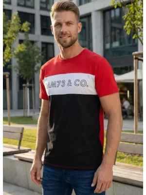 Moška majica s kratkimi rokavi SAM 73 SEAMUS MT 828 RDEČA