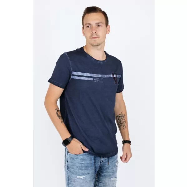  Moška majica s kratkimi rokavi KIXMI RICKY TEMNO MODRA 