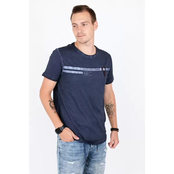  Moška majica s kratkimi rokavi KIXMI RICKY TEMNO MODRA 