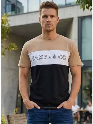 Moška majica s kratkimi rokavi SAM 73 SEAMUS MT 828 ZLATI