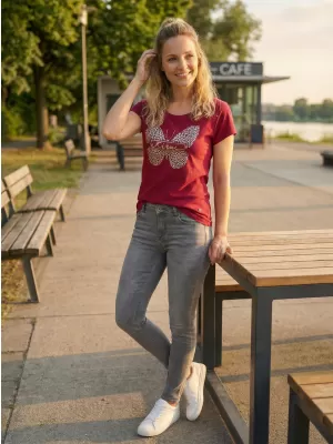 Ženska majica s kratkimi rokavi KIXMI ROSIE BORDO