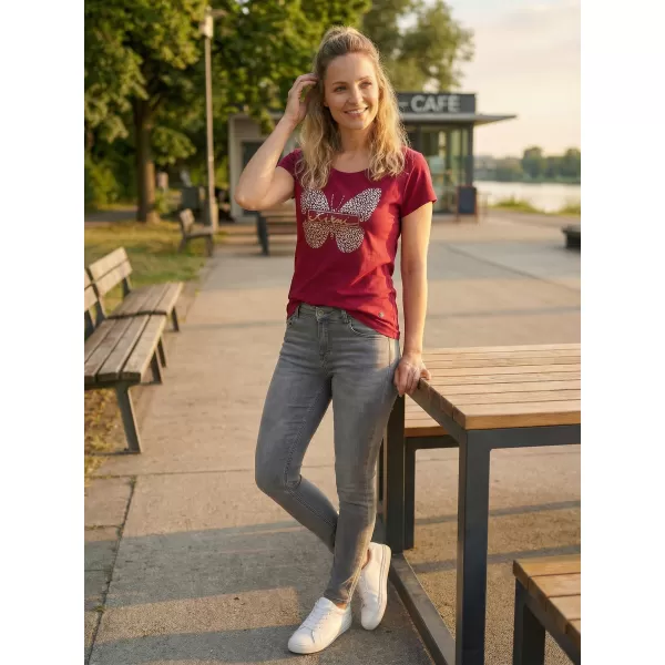  Ženska majica s kratkimi rokavi KIXMI ROSIE BORDO 