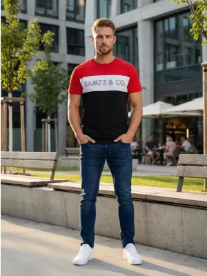Moška majica s kratkimi rokavi SAM 73 SEAMUS MT 828 RDEČA