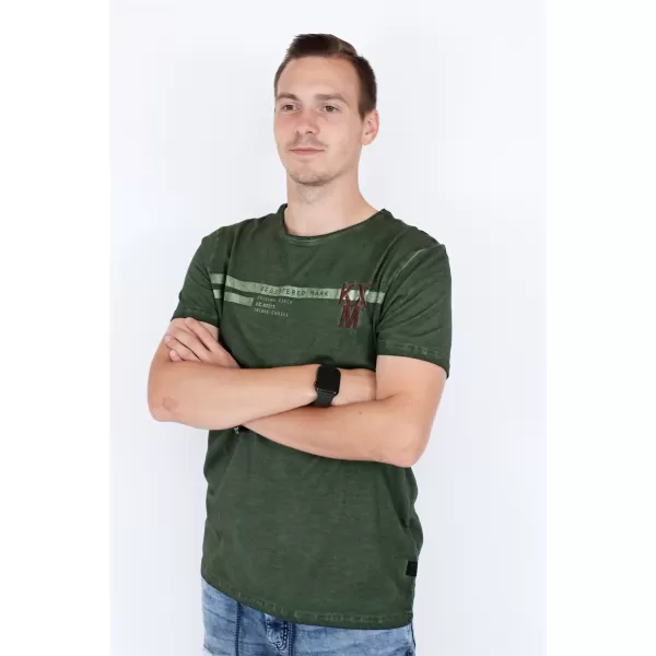  Moška majica s kratkimi rokavi KIXMI RICKY VOJAŠKI 