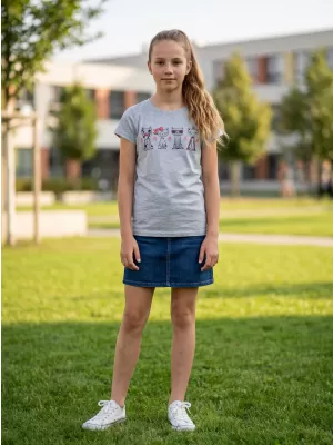 Dekliška majica s kratkimi rokavi SAM 73 AXILL KT 508 SVETLO SIVA