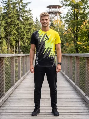 Moška premium funkcionalna majica s kratkimi rokavi ALTISPORT VOJ/ALM006TR01 ČRNA IN RUMENA