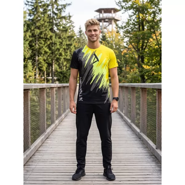  Moška premium funkcionalna majica s kratkimi rokavi ALTISPORT VOJ/ALM006TR01 ČRNA IN RUMENA 