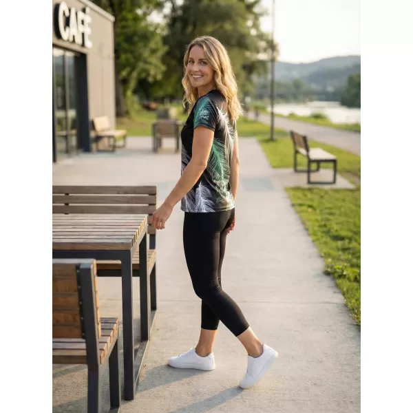  Ženska premium funkcionalna majica ALTISPORT VOJ/ALW001TR01 ČRNA/TURKIZNA 