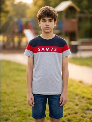 Fantovska majica s kratkimi rokavi SAM 73 KALLAN KT 503 SVETLO SIVA