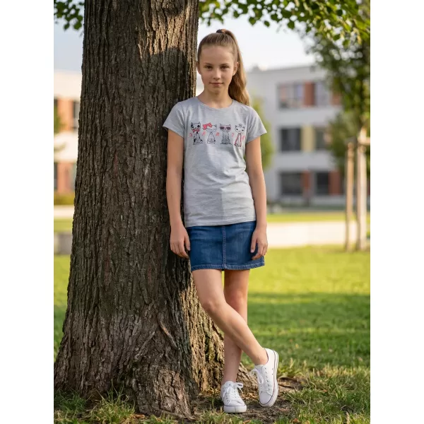  Dekliška majica s kratkimi rokavi SAM 73 AXILL KT 508 SVETLO SIVA 