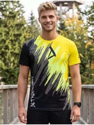 Moška premium funkcionalna majica s kratkimi rokavi ALTISPORT VOJ/ALM006TR01 ČRNA IN RUMENA