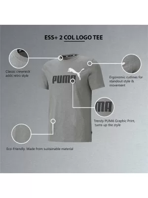 Moška majica s kratkimi rokavi PUMA ESS+ 2 COL LOGO TEE 586759-03 SIVA