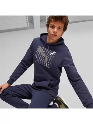 Moški pulover PUMA ESS+ LOGO LAB HOLIDAY HOODIE FL 675924-06 MODRA