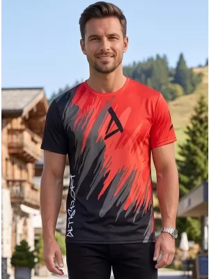 Moška premium funkcionalna majica s kratkimi rokavi ALTISPORT VOJ/ALM006TR01 ČRNA IN RDEČA