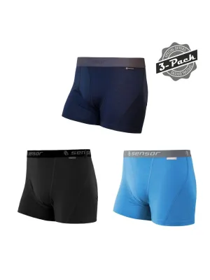 Moške boksarice SENSOR MERINO ACTIVE 3-PACK BLACK/BLUE/DEEP BLUE